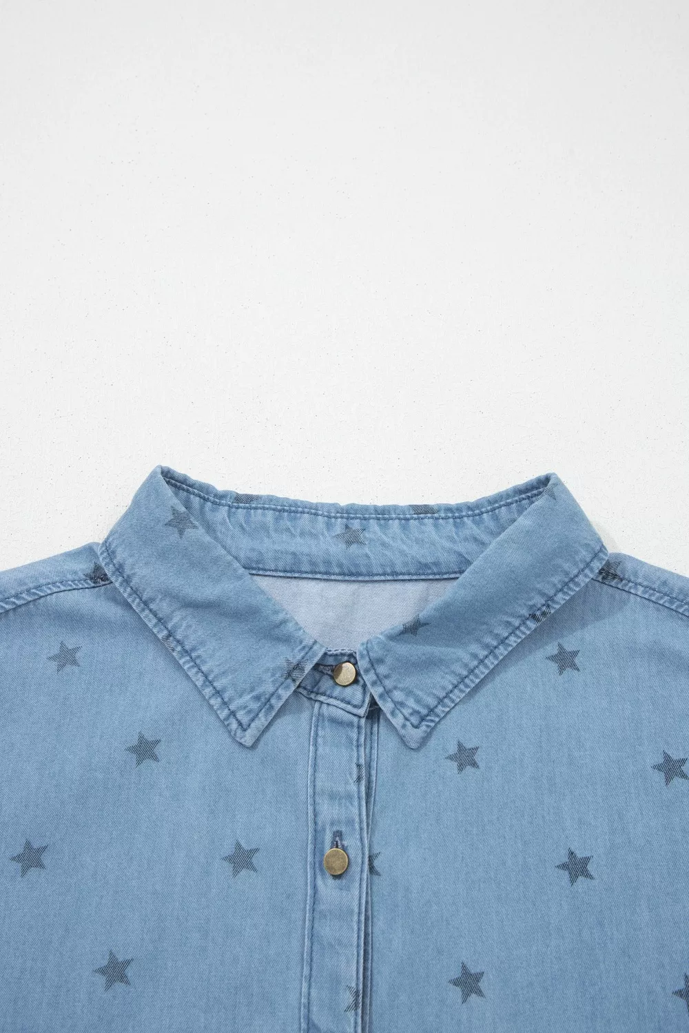 Double Chest Pocket Short Sleeve Denim Shirt, image 2