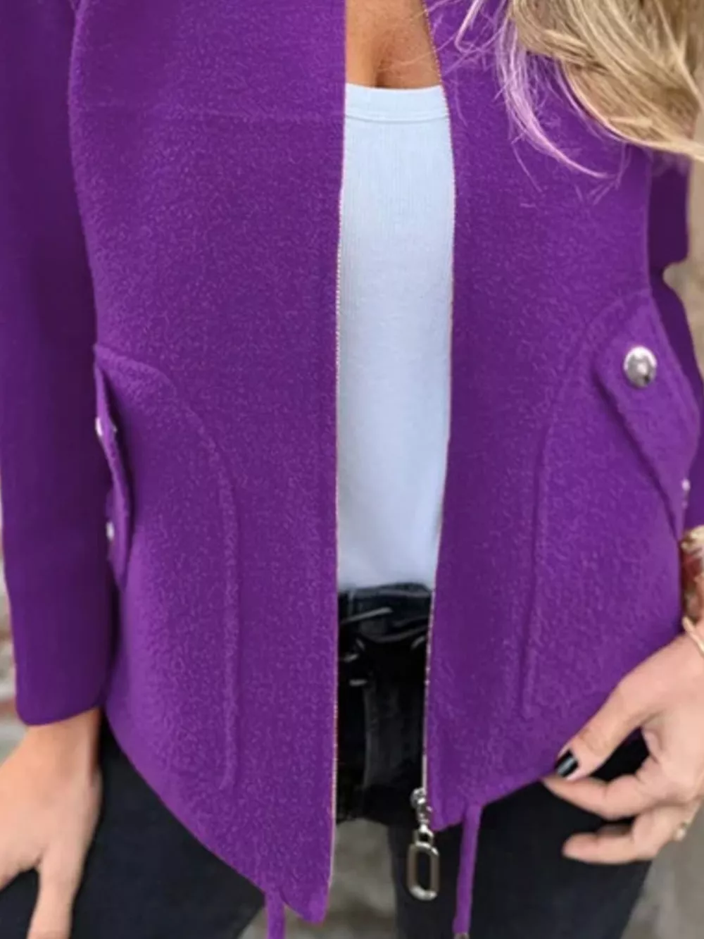 Full Size Textured Knit Zip Up Outerwear Plus Size, image 27