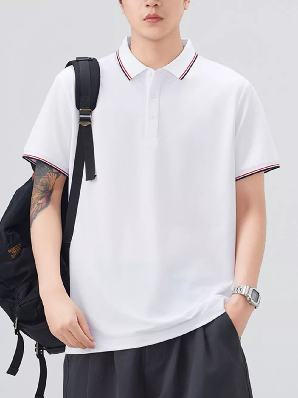 Men's Plus Size Button Detail Short Sleeve Polo, image 12