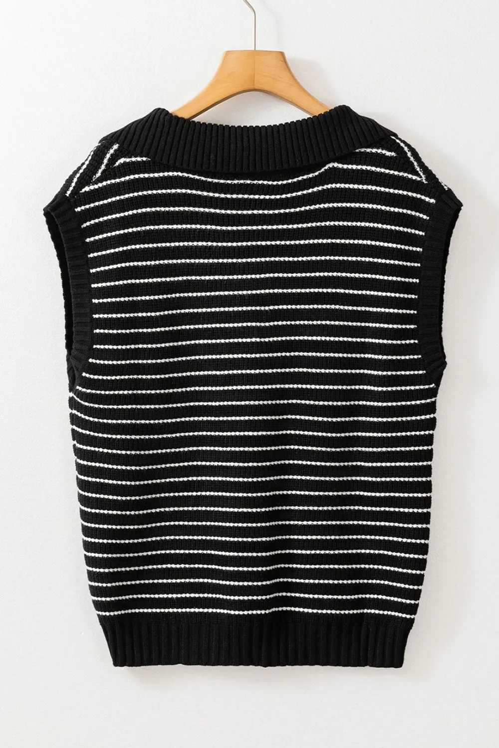 Stripe Turn-Down Johnny Collar Sweater Vest, image 7