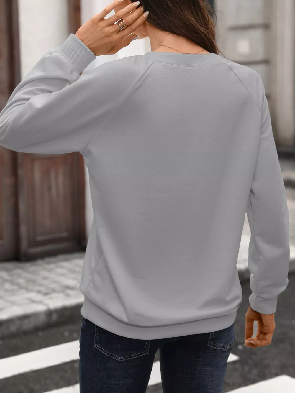 Notched Raglan Sleeve Sweatshirt, image 12