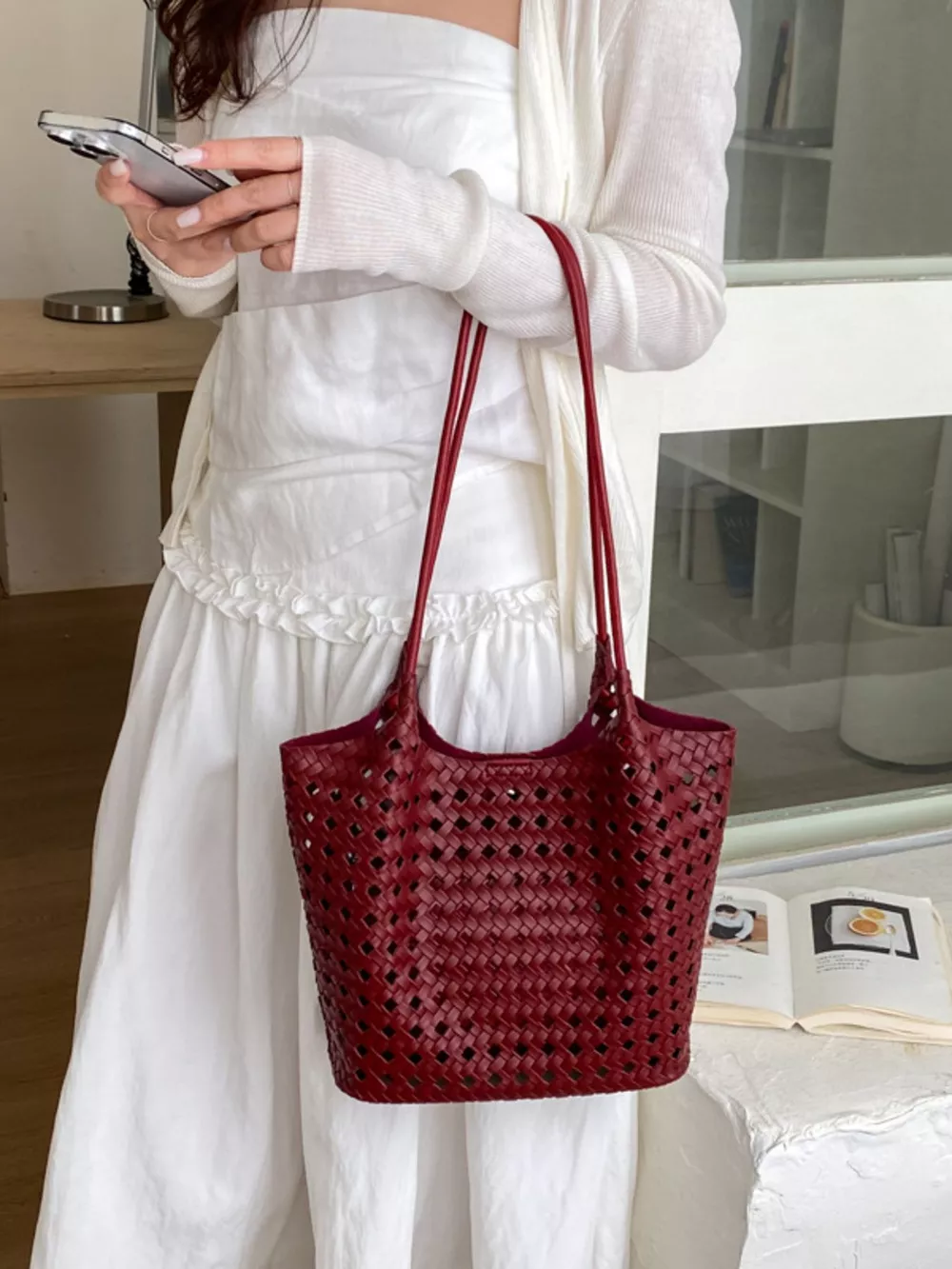 Woven Leather Shoulder Bag, image 5