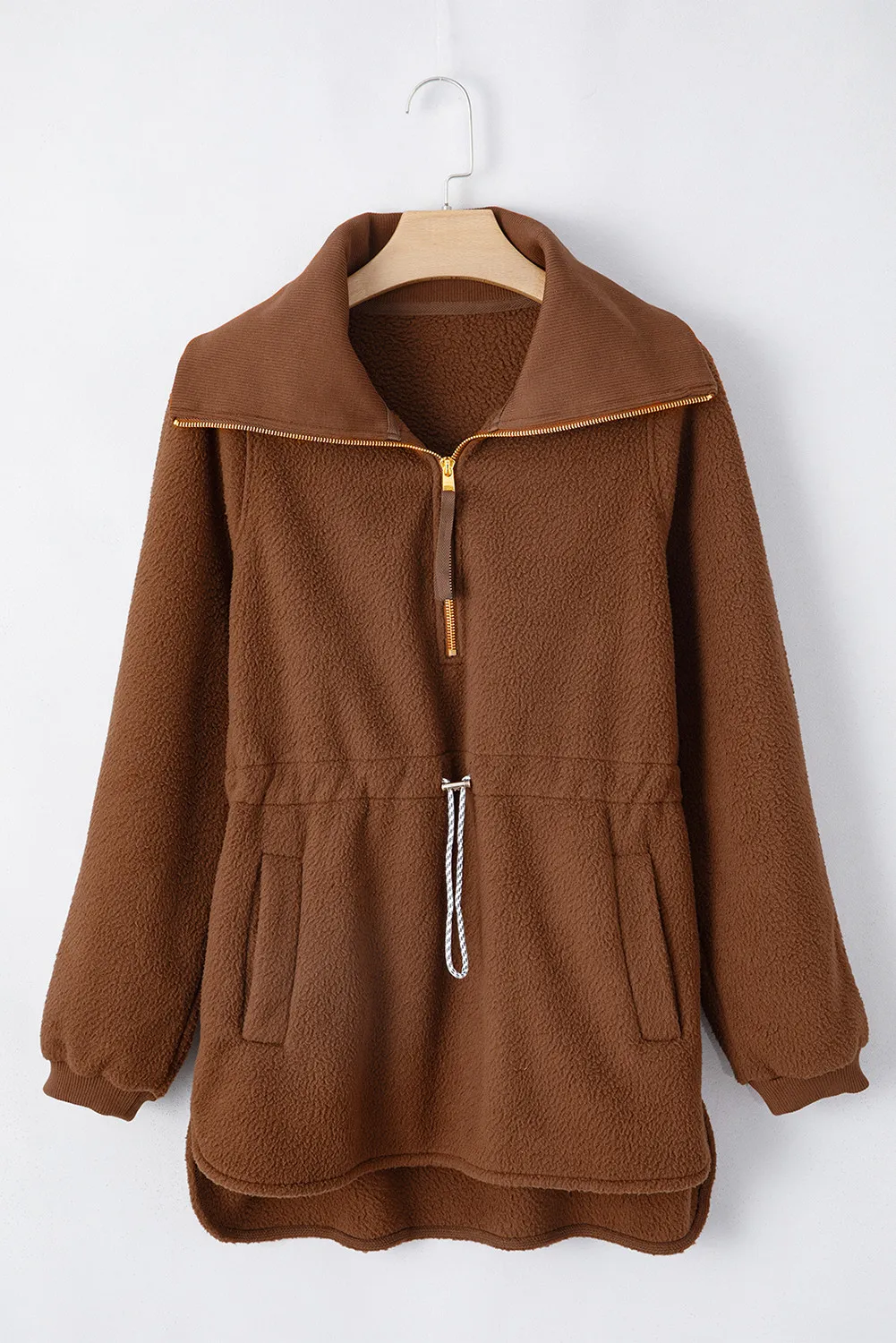 Drawstring Half Zip Long Sleeve Sweatshirt, image 2
