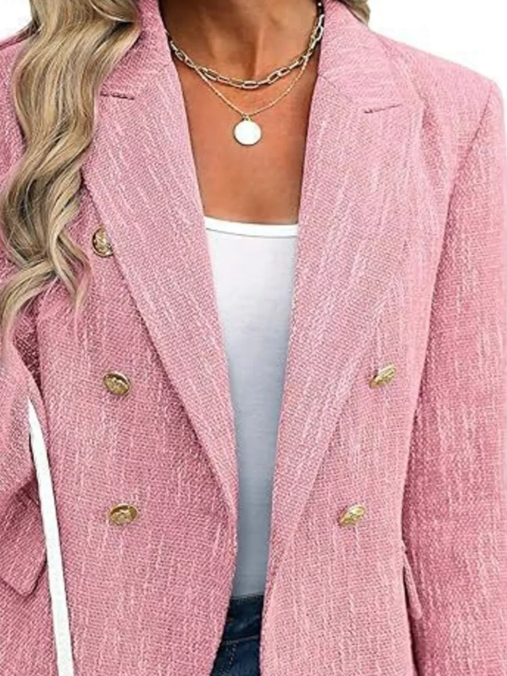 Double-Breasted Lapel Collar Blazer, image 7