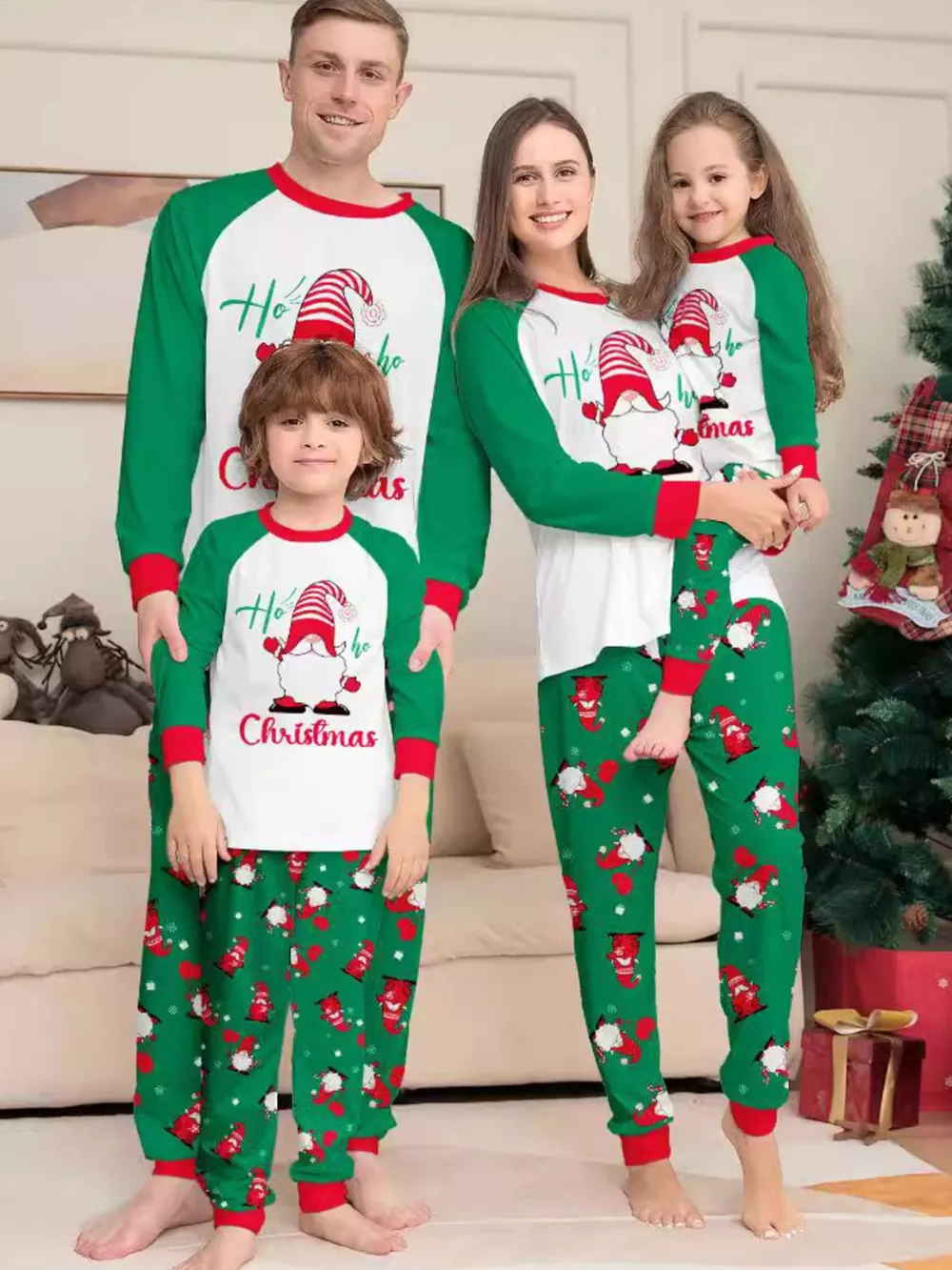 Full Size Christmas Gnome Print Matching Family Pajama Set Plus Size, image 2