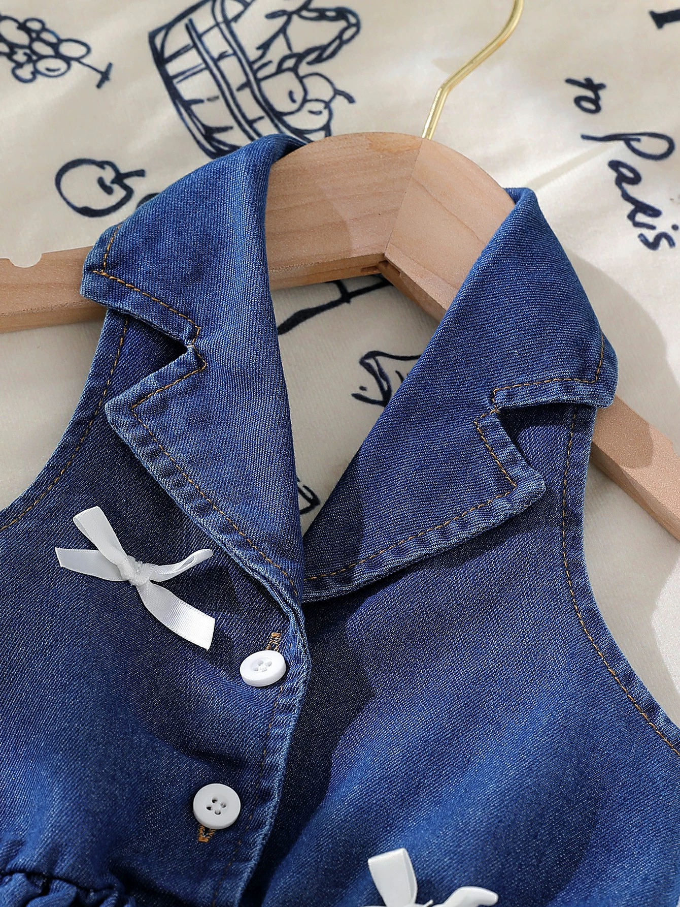 Children's Denim Bowknot Sleeveless Dress, image 3