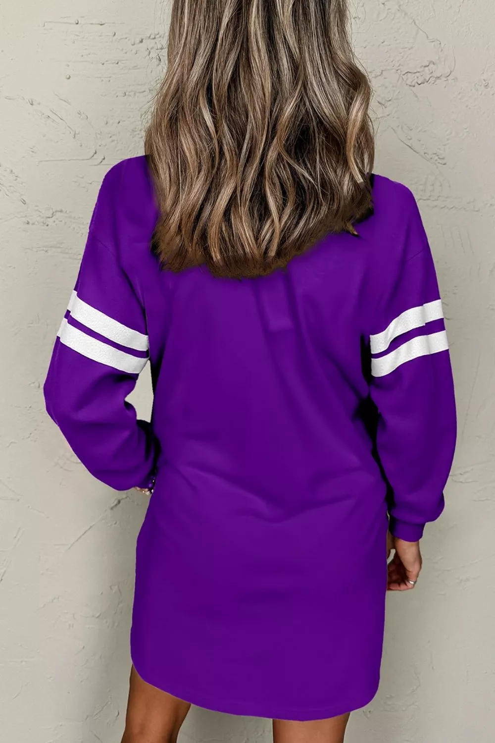 Stripe Long Sleeve Casual Sweatshirt Dress, image 4