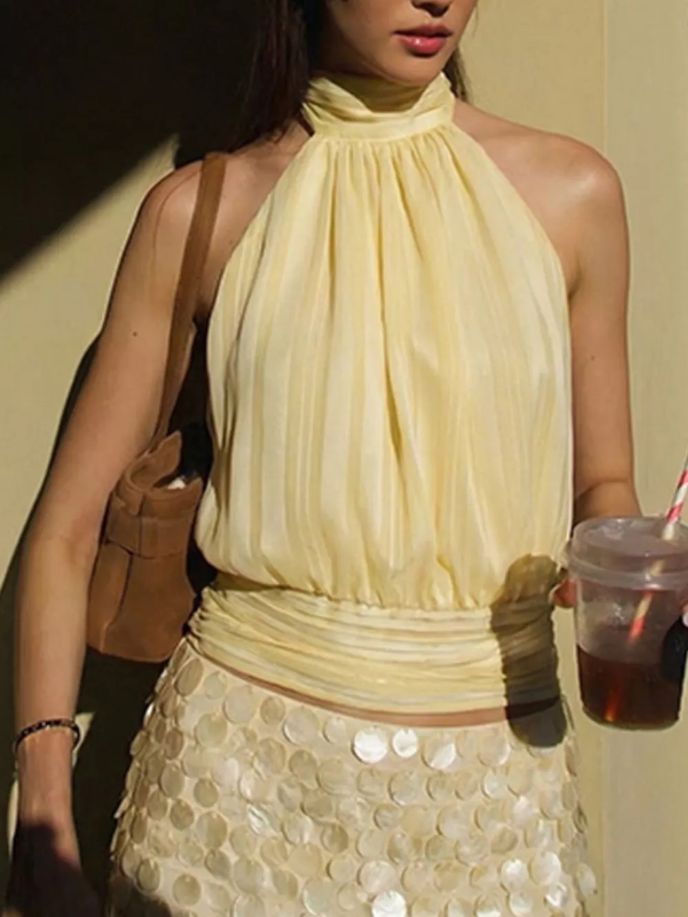 Halter Neck Striped Cami Top, image 10