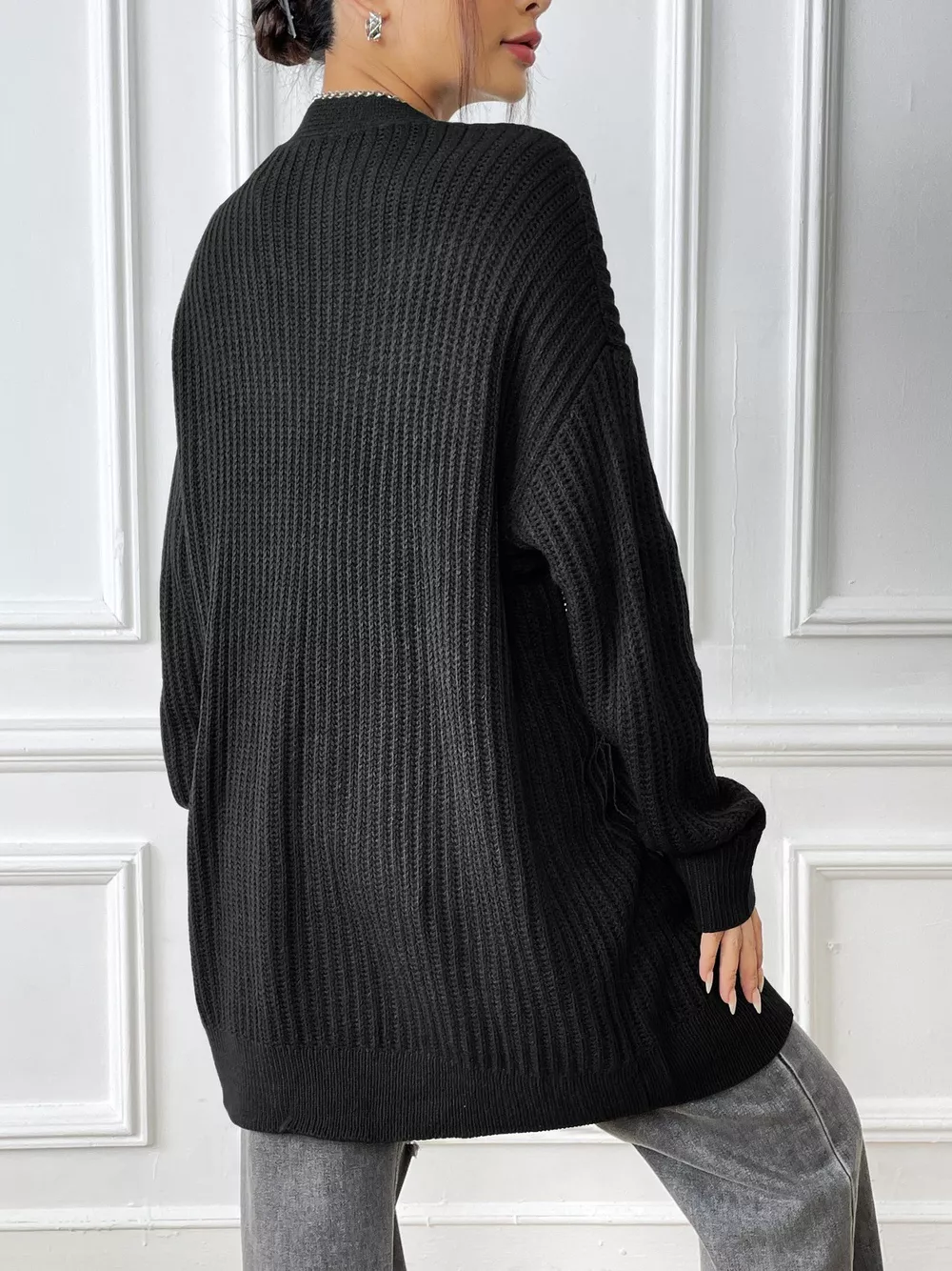Open Front Drop Shoulder Cardigan, image 12