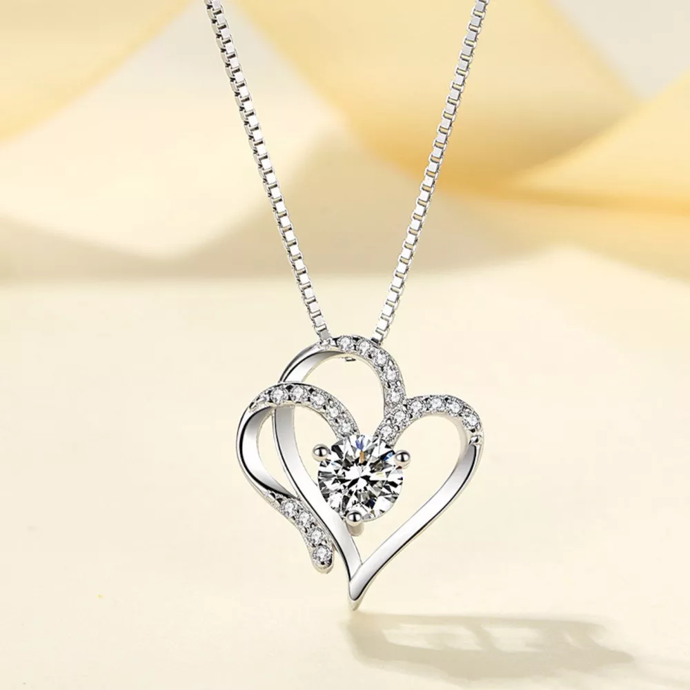 925 Sterling Silver Zircon Heart Necklace, image 3