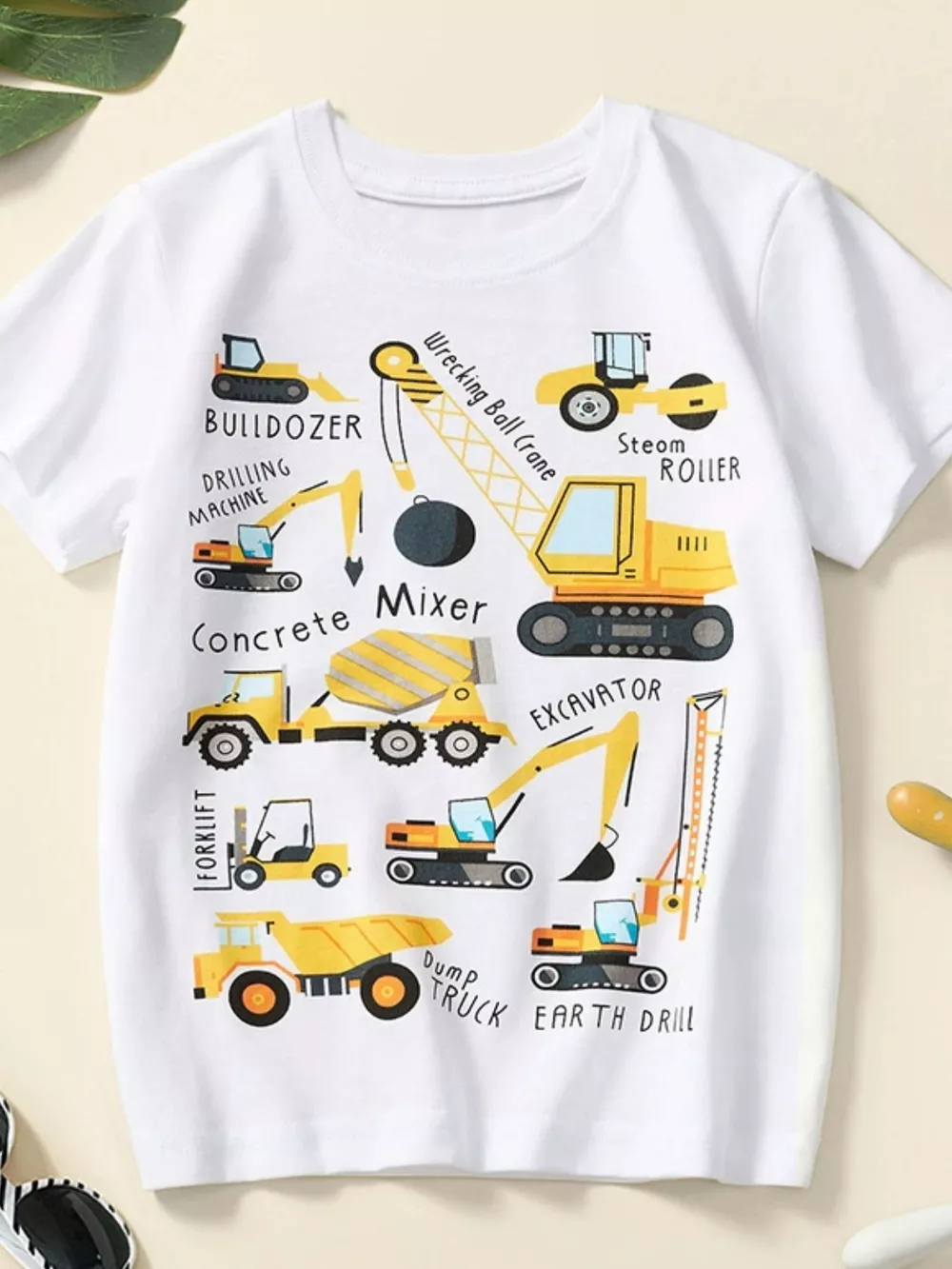 Children's Construction Vehicle Crew Neck Short Sleeve T-Shirt, image 15