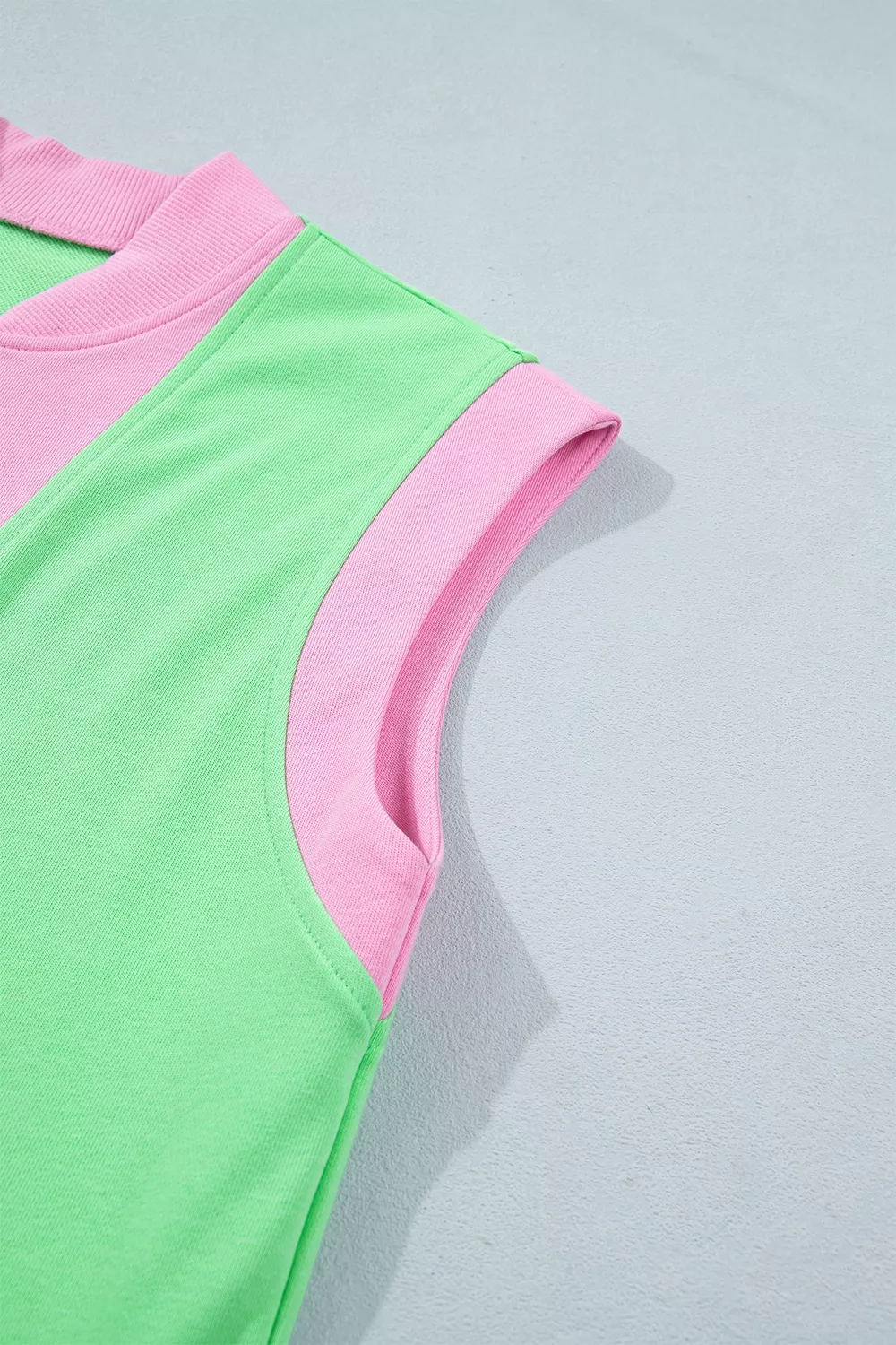 Color Block Accent Half Zip Top Athleisure Shorts Set, image 6