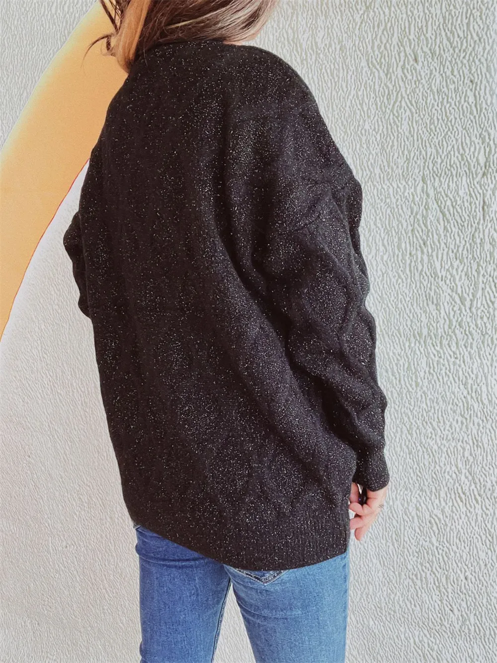 Diamond Round Neck Long Sleeve Sweater, image 4