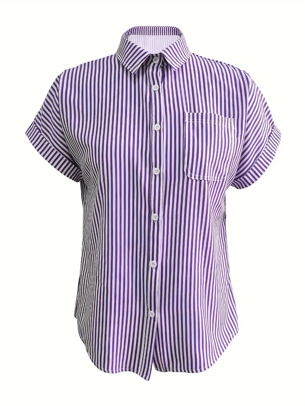 Full Size Striped Button-Up Casual Shirt with Pocket Plus Size, image 14
