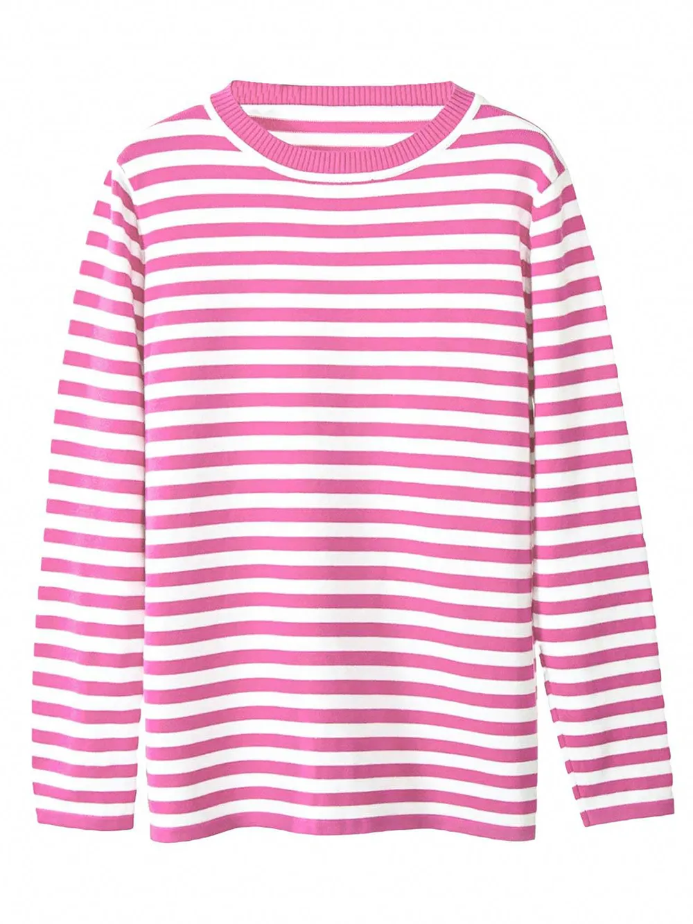 Striped Round Neck Long Sleeve Sweater, image 6