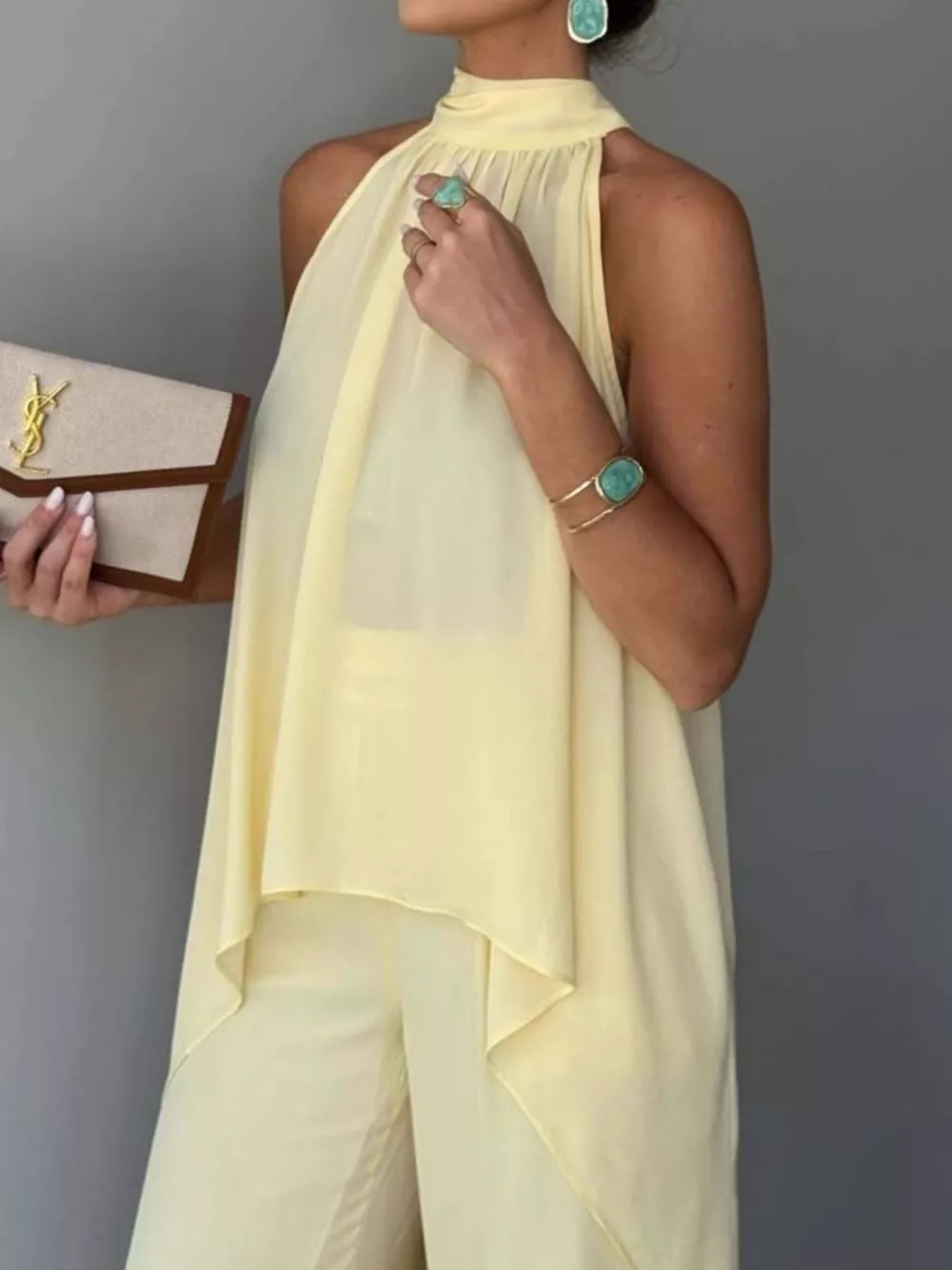 Full Size High-Low Sleeveless Top and Wide-Leg Pants Two-Piece Set Plus Size, image 4