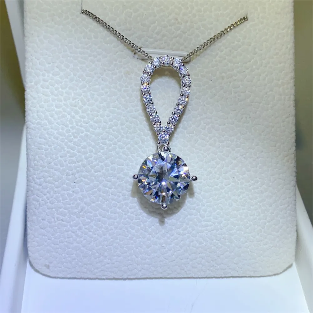5 Carat Moissanite 925 Sterling Silver Teardrop Necklace, image 3