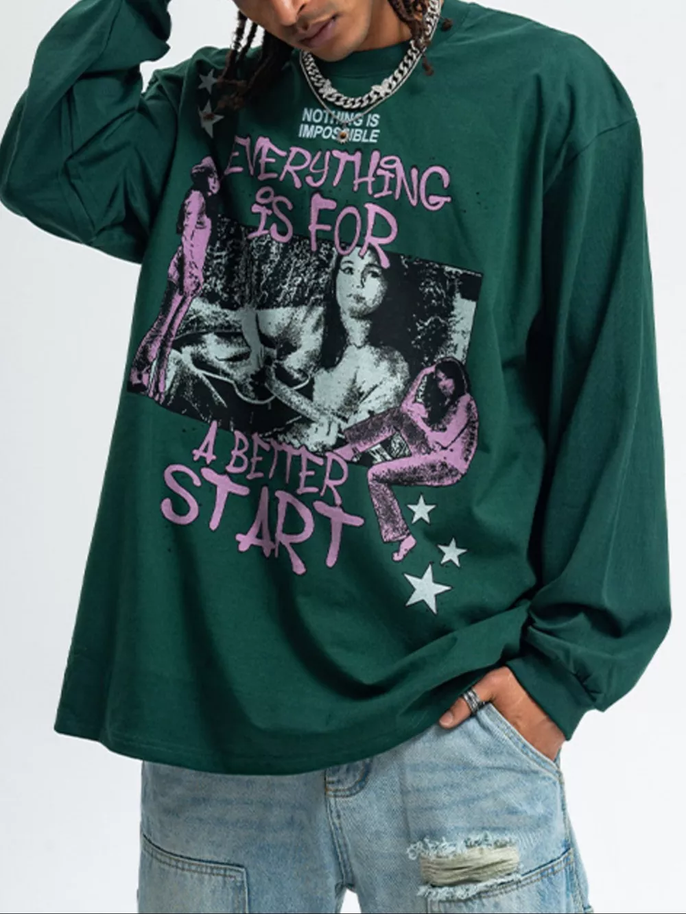 Men's Graphic Round Neck Long Sleeve T-Shirt, image 5