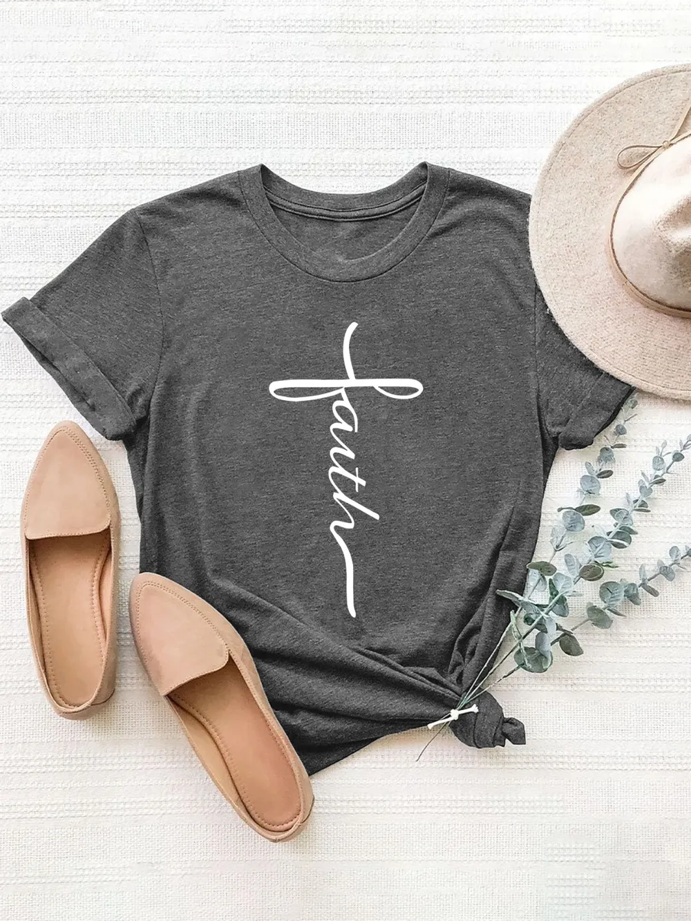 Letter Graphic Round Neck Short Sleeve T-Shirt, image 3
