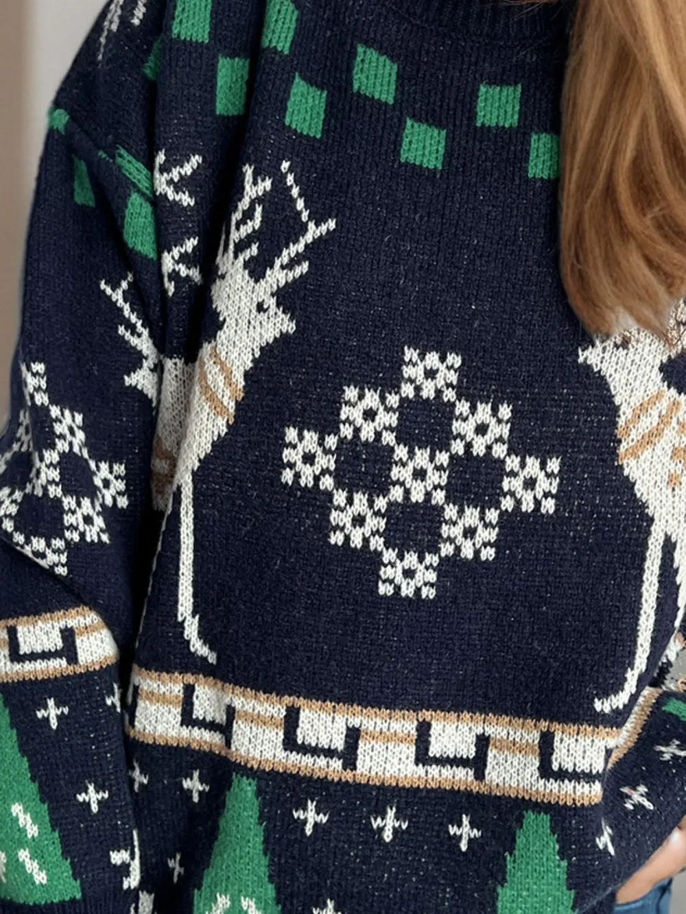 Christmas Element Round Neck Long Sleeve Sweater, image 11