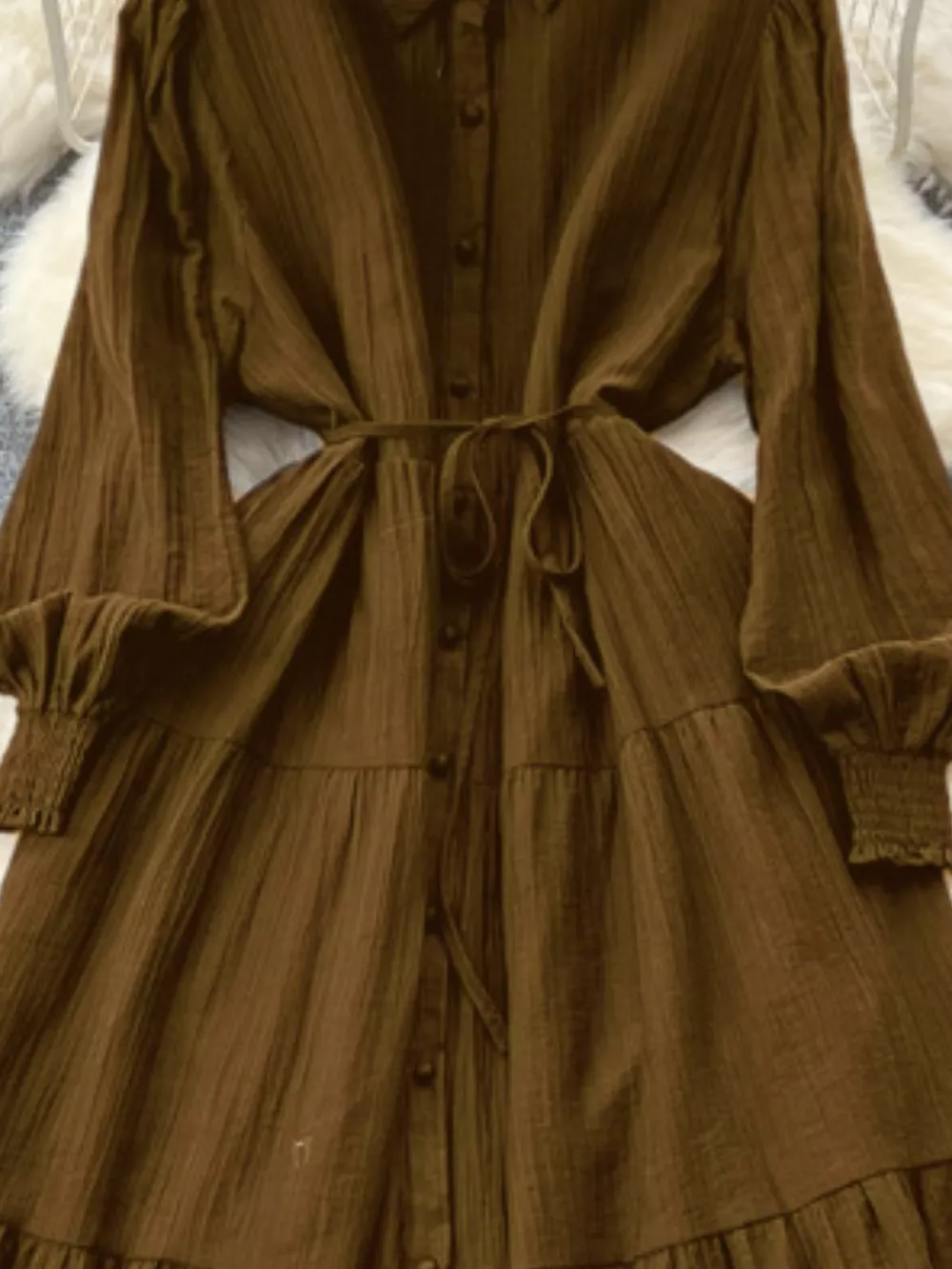 Button Down Tiered Long Sleeve Dress, image 12