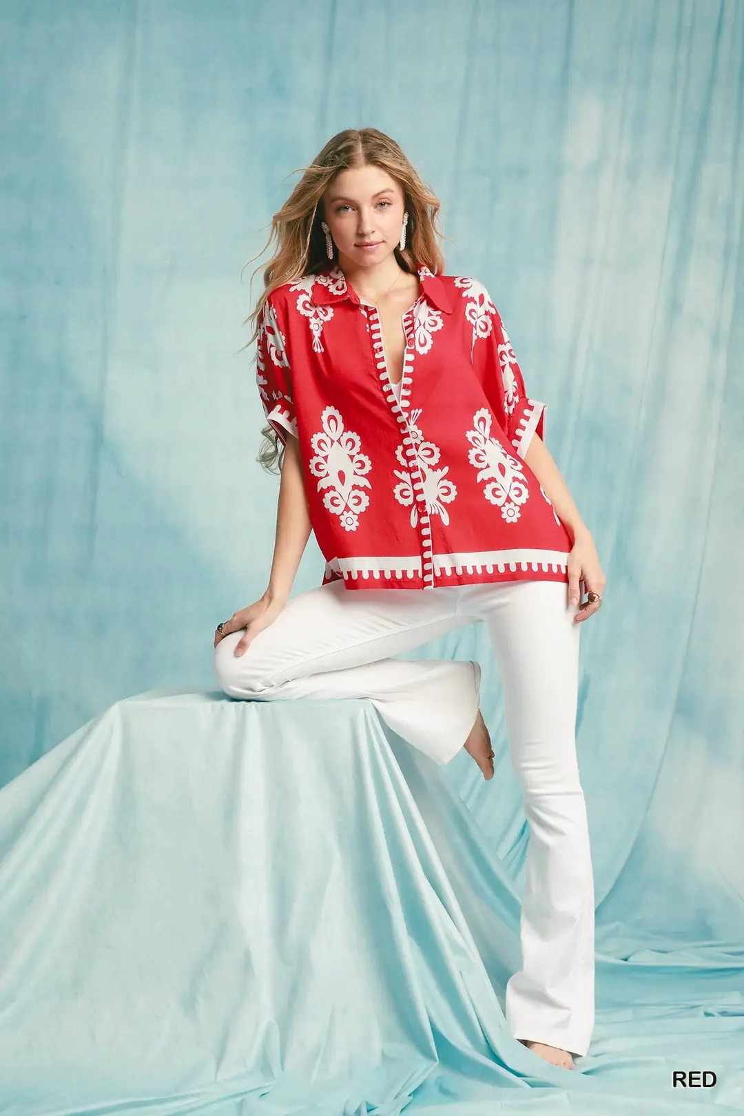 Abstract Print Button Down Short Sleeve Shirt, image 4