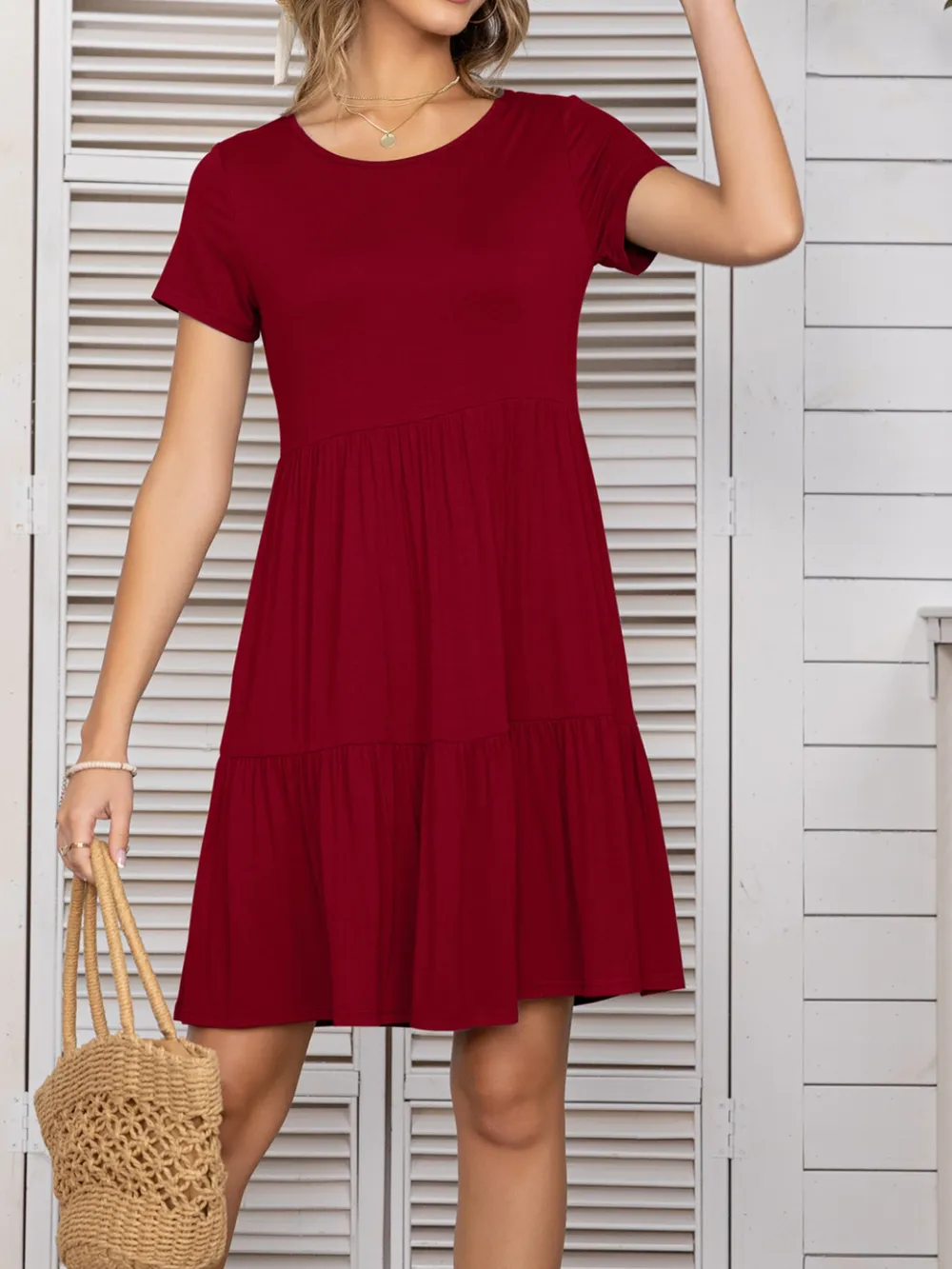 Round Neck Short Sleeve Mini Tee Dress, image 8