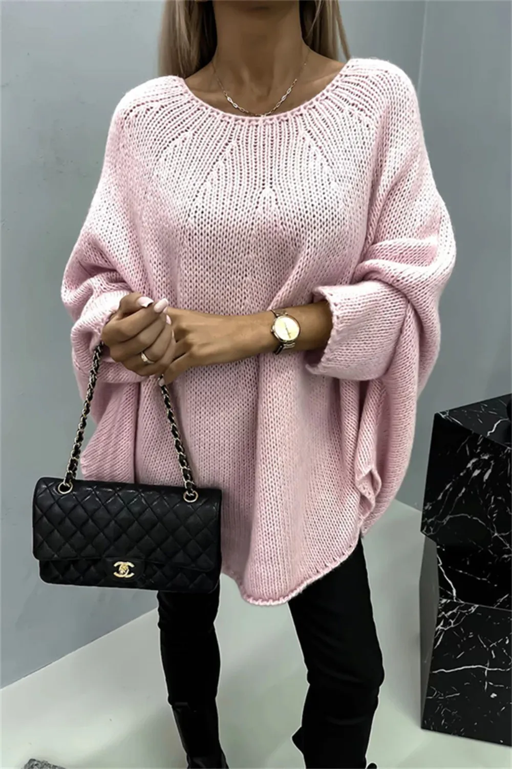 Round Neck Batwing Sleeve Sweater, image 28