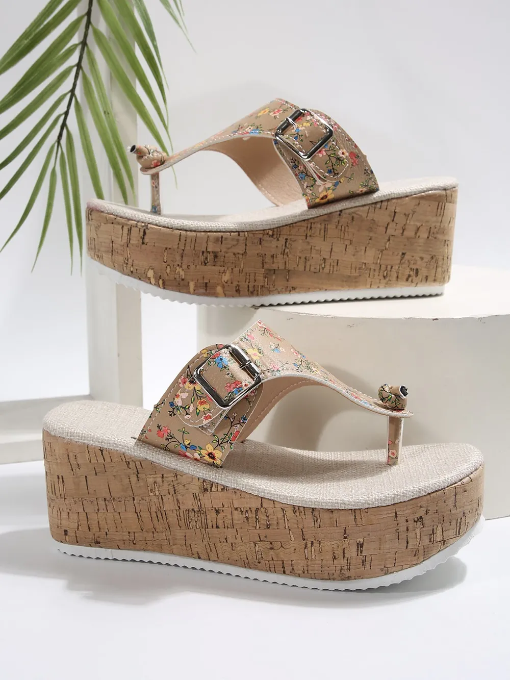 Floral Print Wedge Platform Sandals, image 9
