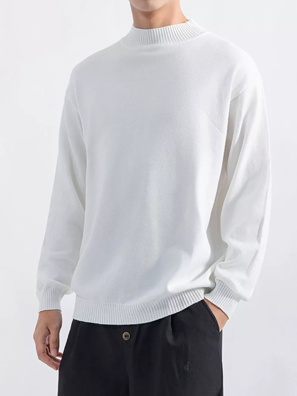 Men's Plus Size Minimalist Mock Neck Sweater, image 15