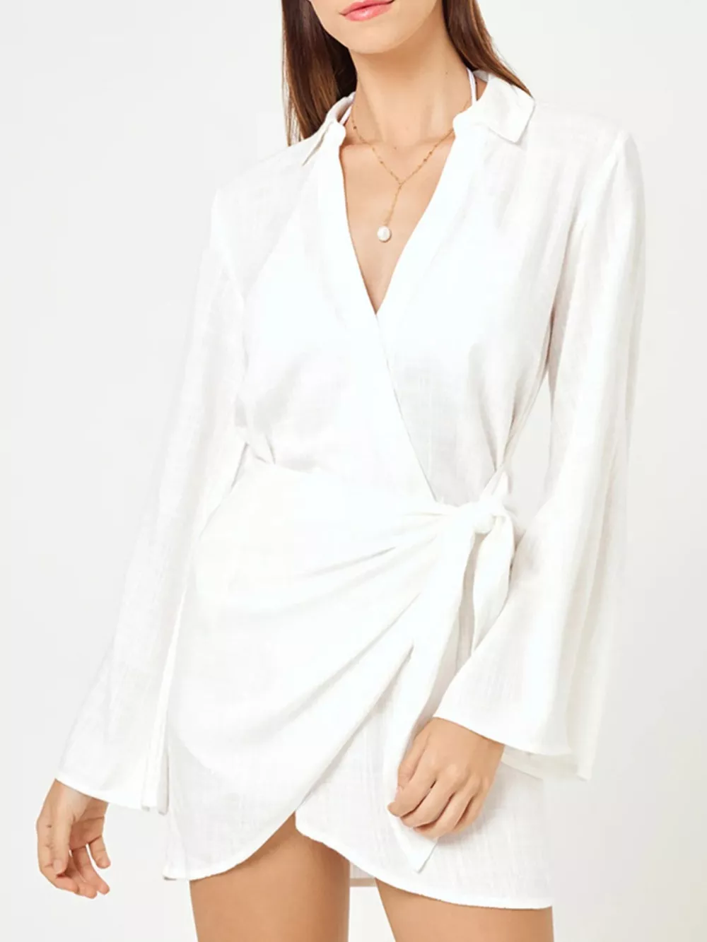 Tied Long Sleeve Cover Up Dress, image 5