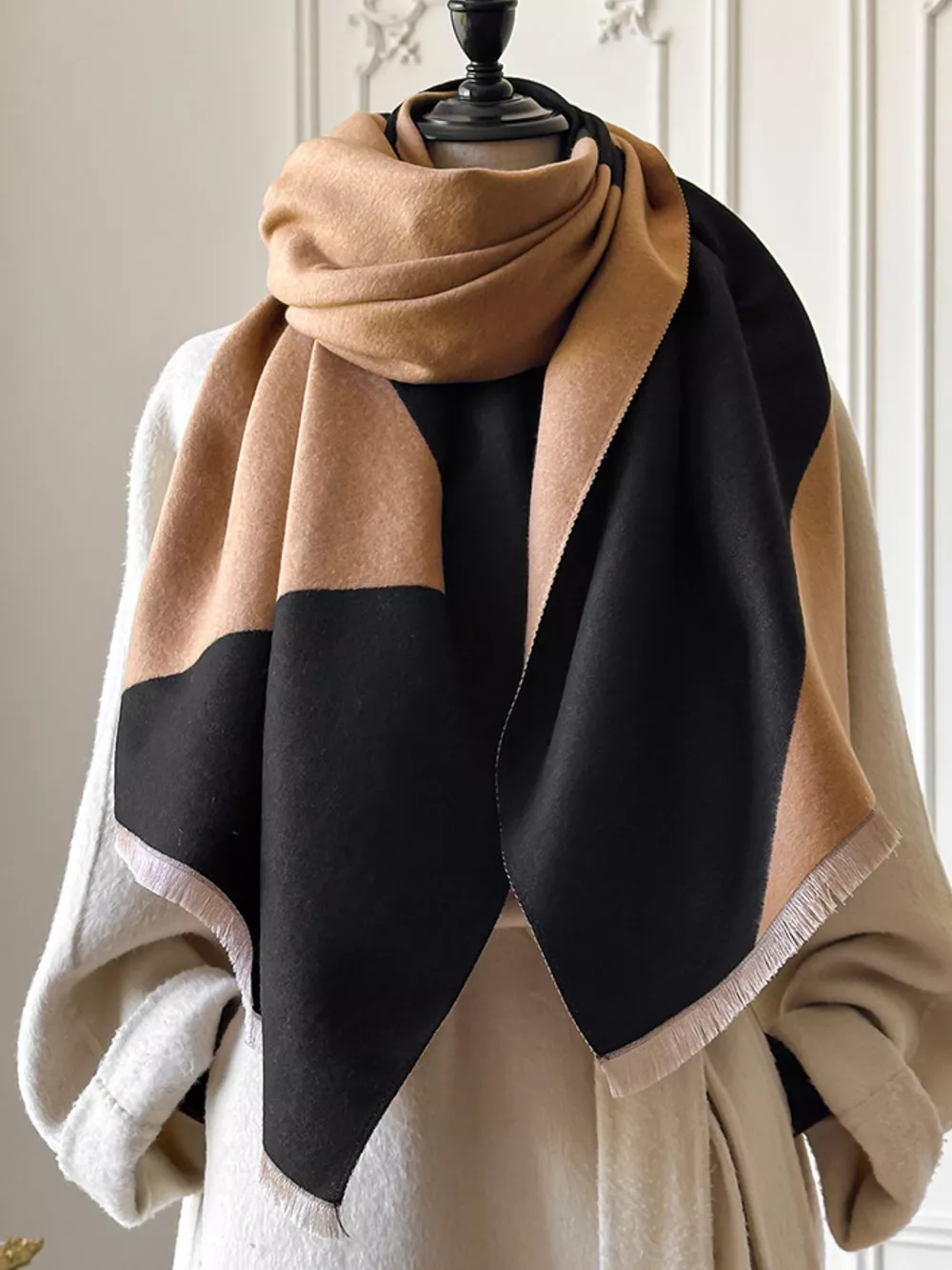 Color Block Raw Hem Scarf, image 5