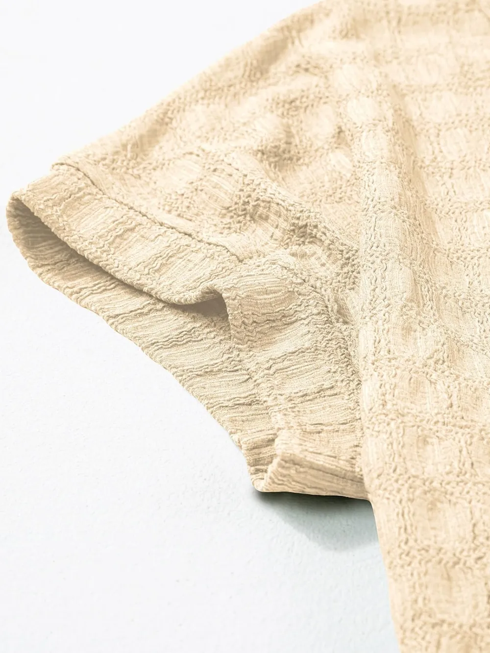 Textured Round Neck Short Sleeve Top, image 18