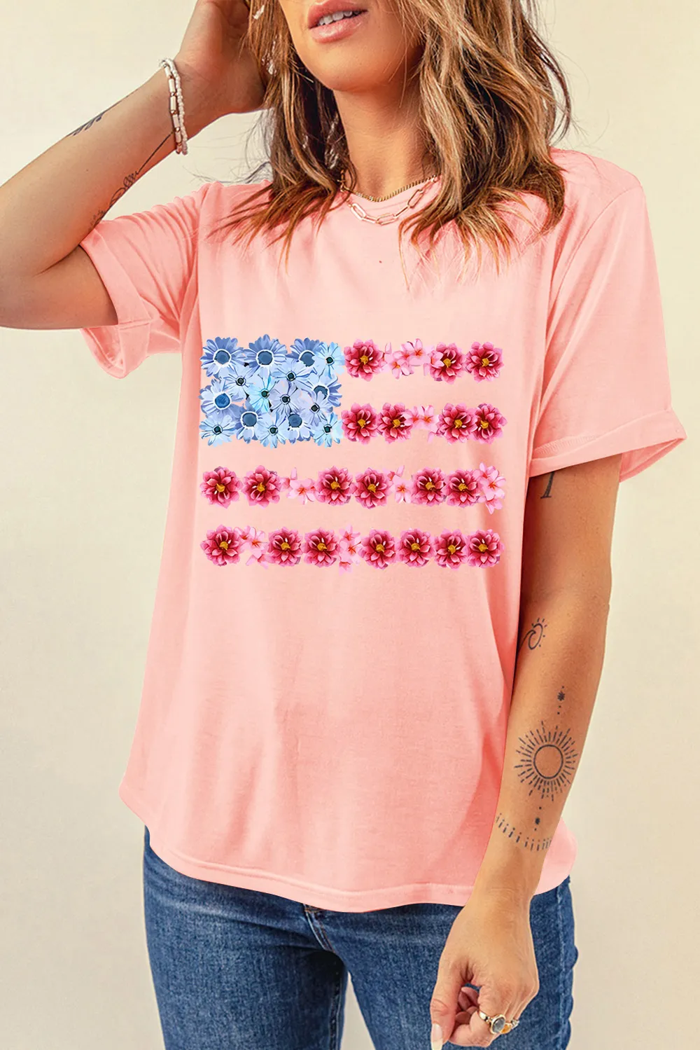 Graphic Round Neck Short Sleeve T-Shirt, image 2