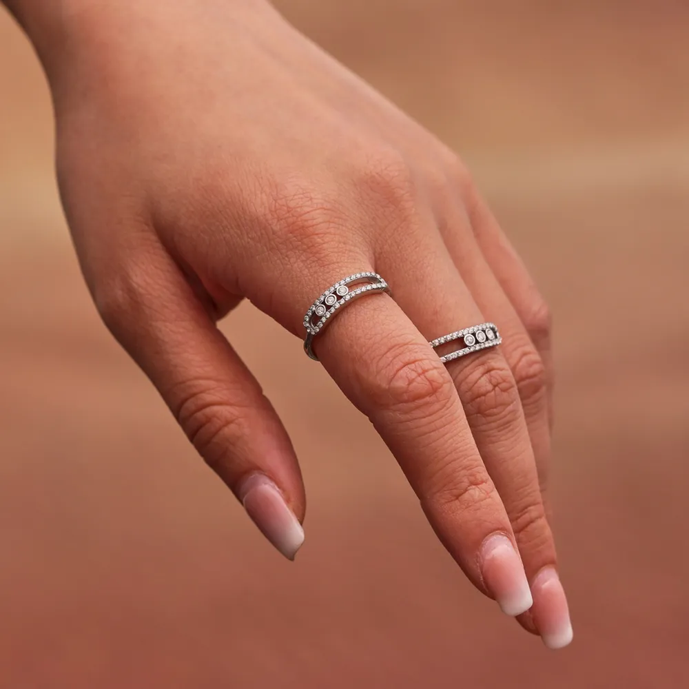 Moving Crystal Bar Necklace and Ring Jewelry Set, image 4