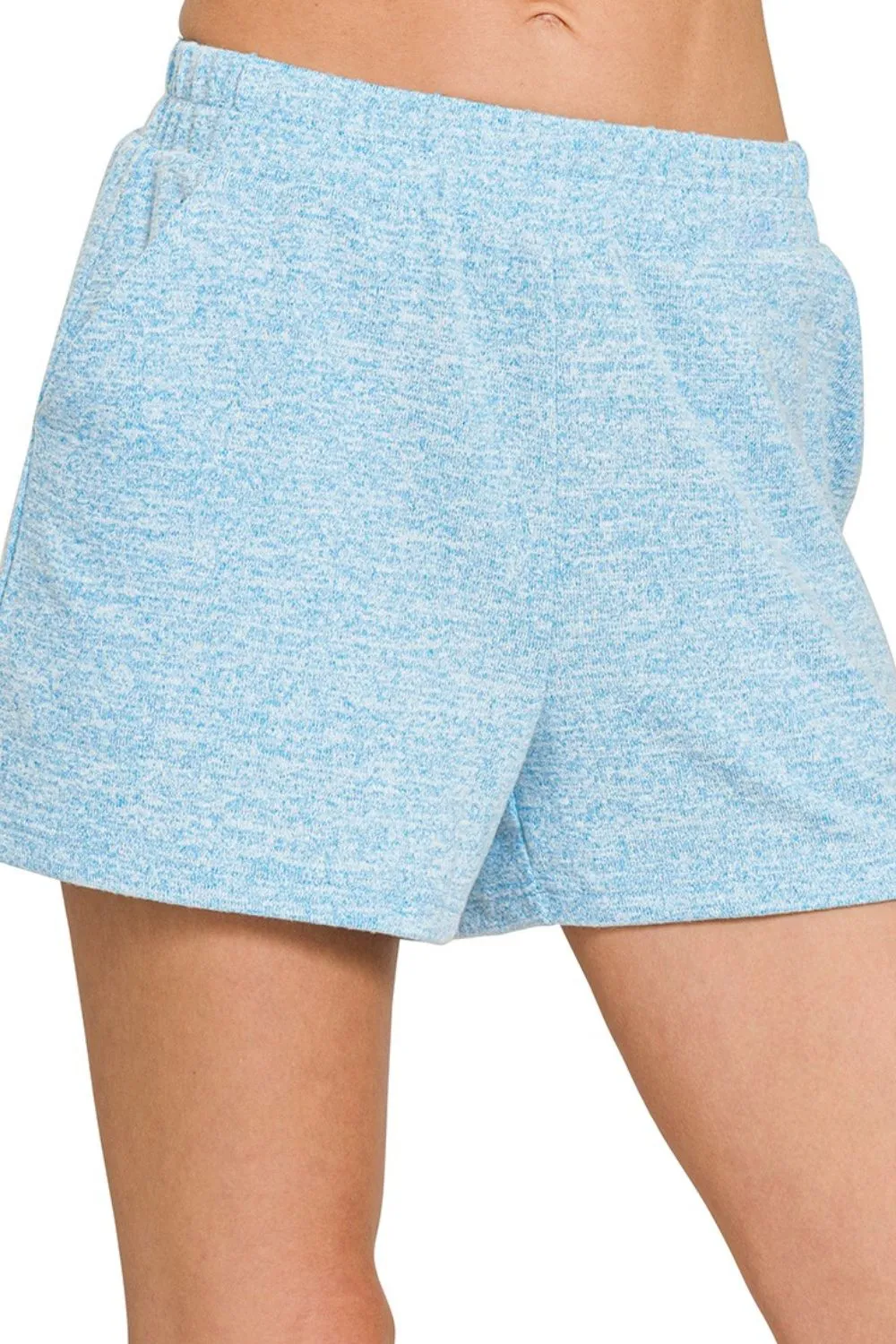 Soft Melange Hacci Elastic Waist Band Shorts, image 2
