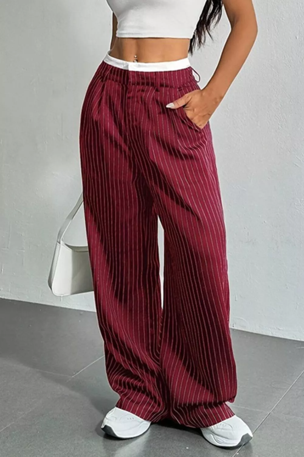 High-Waisted Pinstripe Wide-Leg Pants, image 7