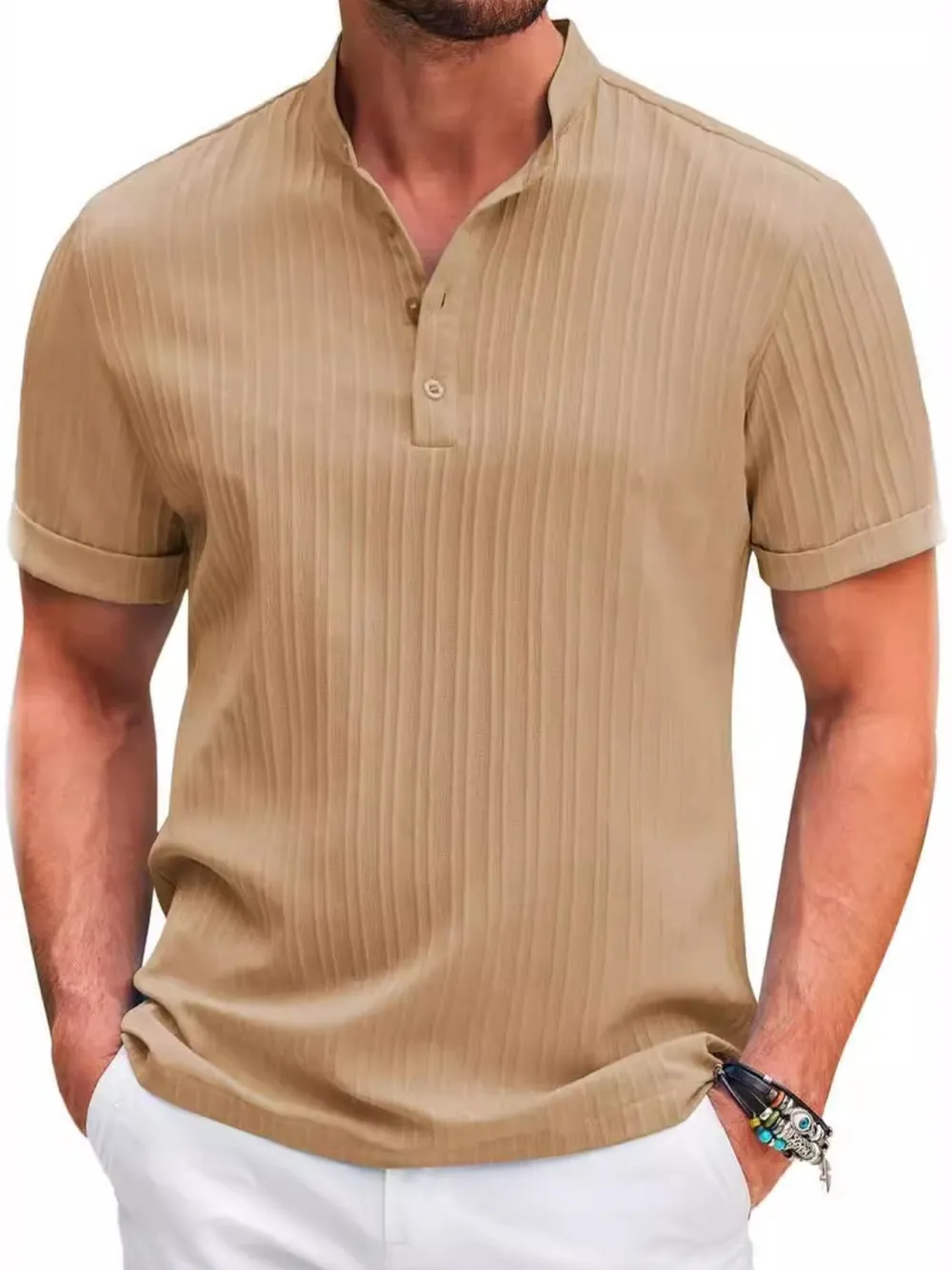 Men's Full Size Button Detail Short Sleeve Polo Plus Size, image 4