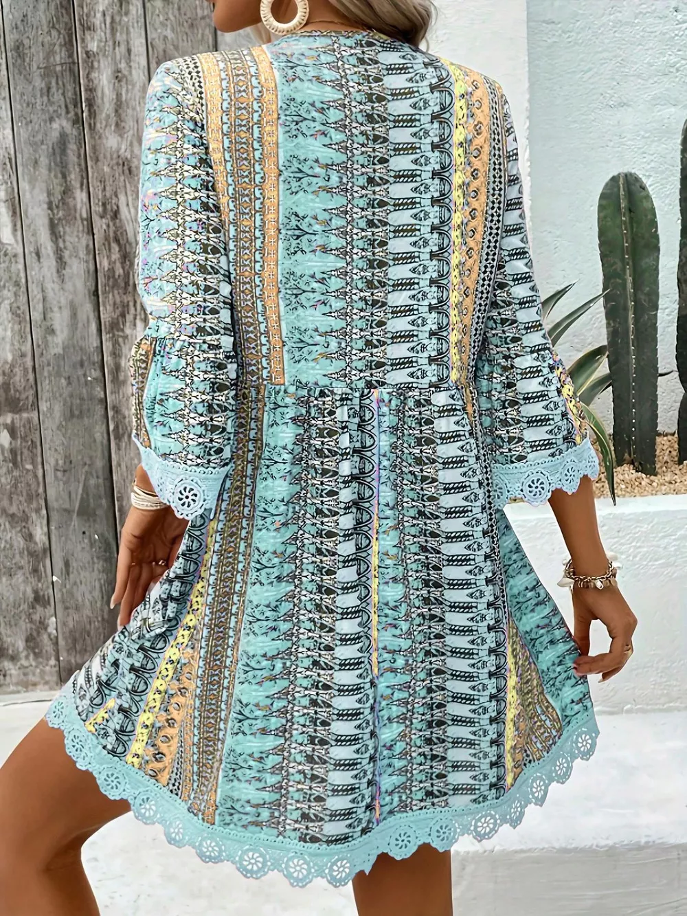 Printed V-Neck A-Line Dress, image 10