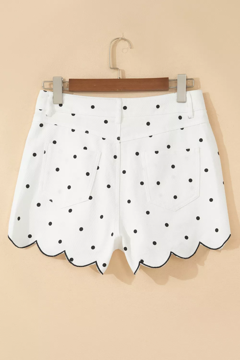 Polka Dot Scalloped Hem Shorts, image 5
