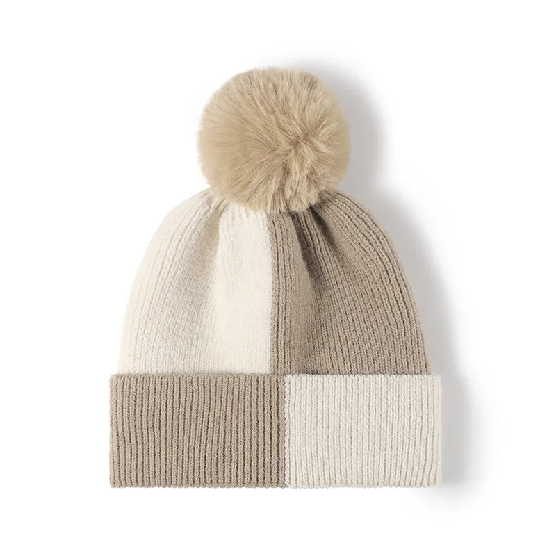 Color Block Knit Hat with Pom-pom, image 5