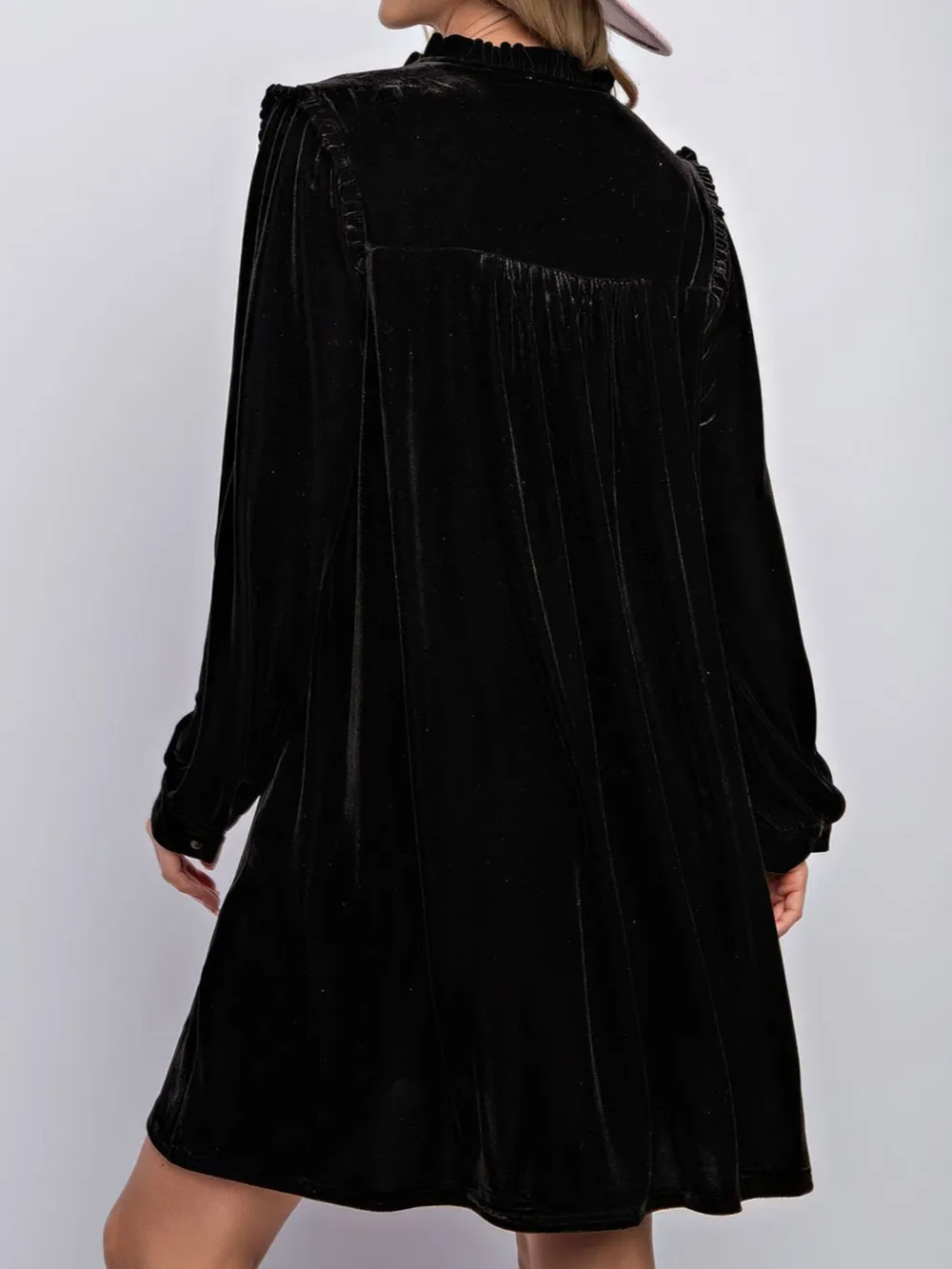 Frill Notched Long Sleeve Dress with Pockets, image 6