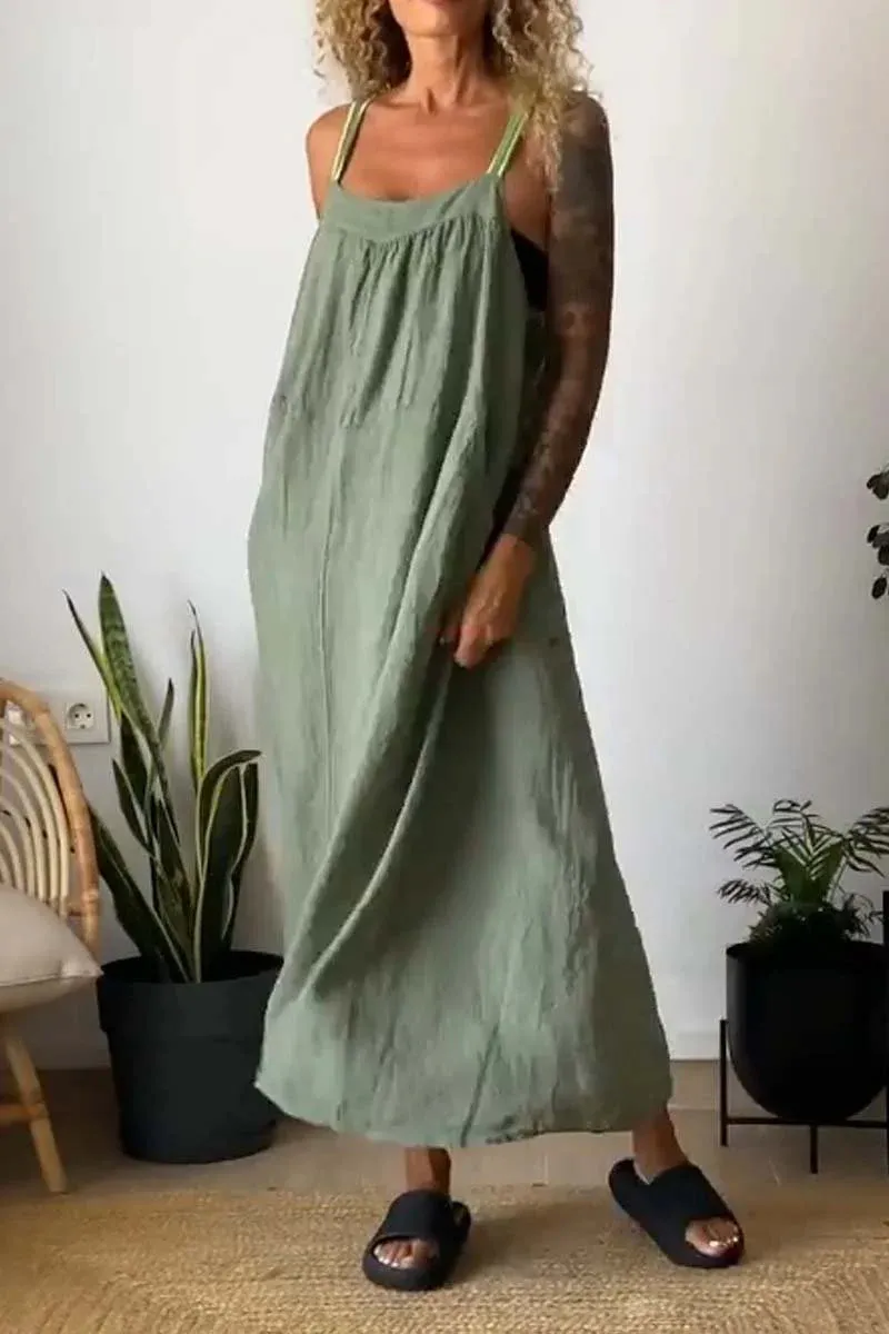 Full Size Ruched Cami Maxi Dress with Pockets Plus Size, image 3