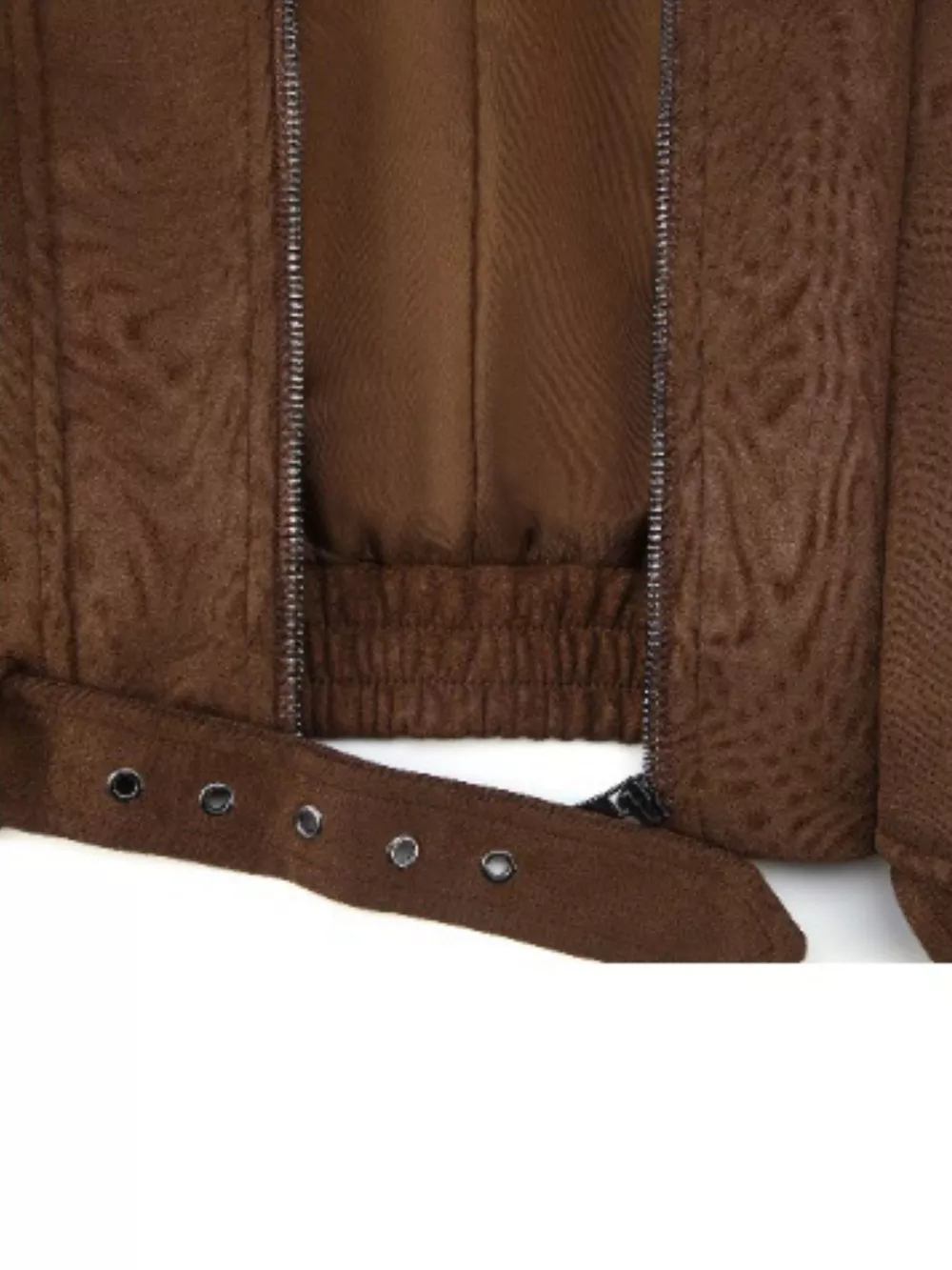 Asymmetrical Zipper Moto Jacket with Belt Detail, image 7