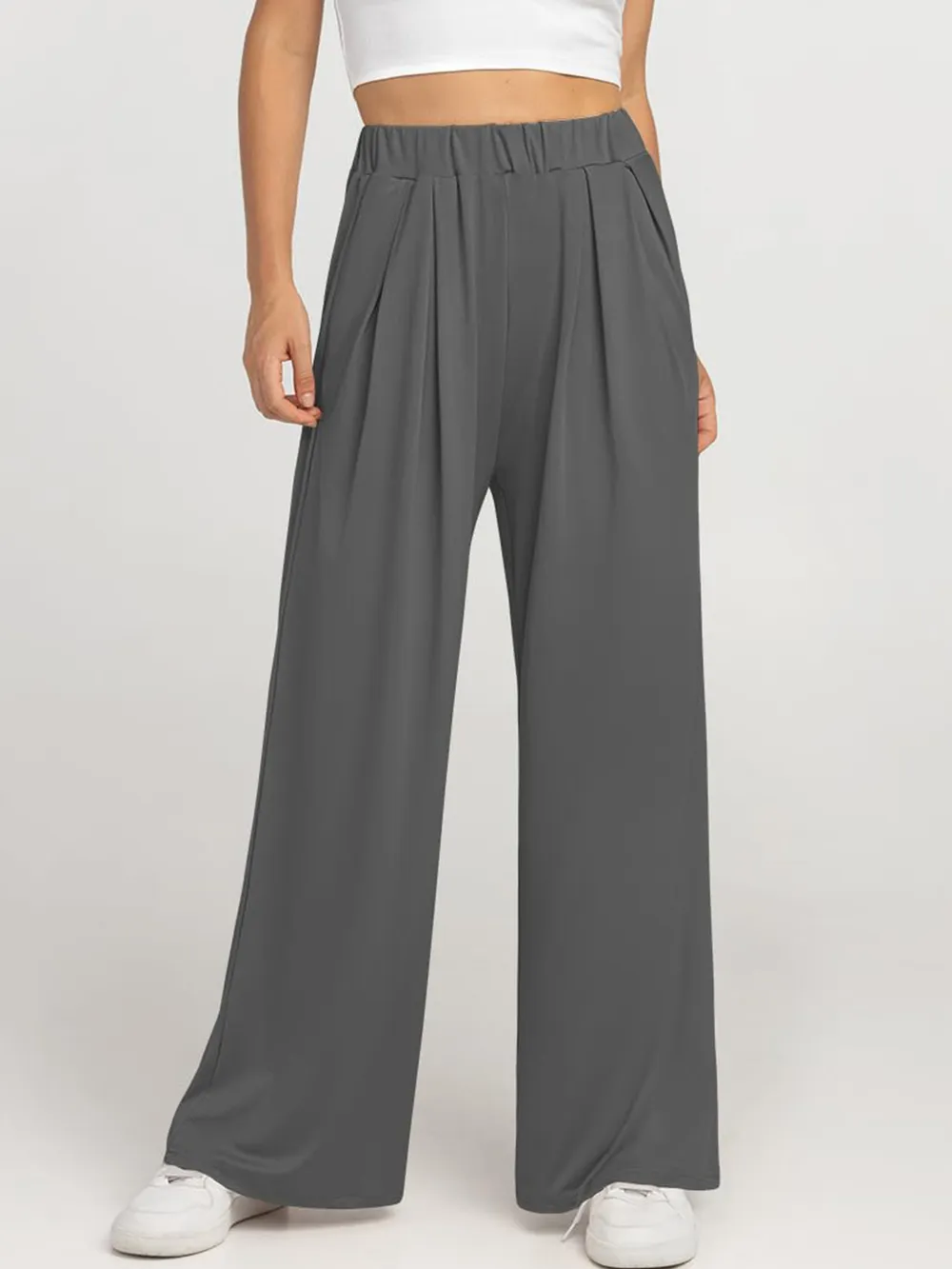 Elastic Waist Wide Leg Pants, image 9