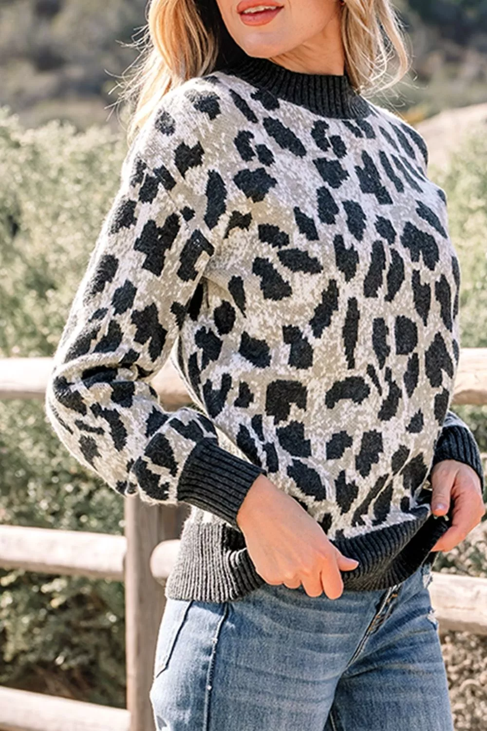 Leopard Drop Shoulder Baggy Sweater, image 4