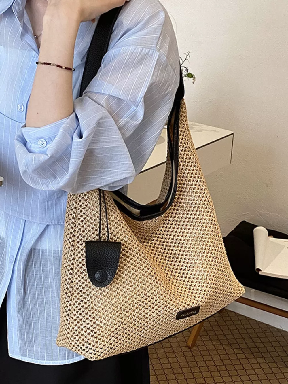 Woven Straw Shoulder Bag, image 7