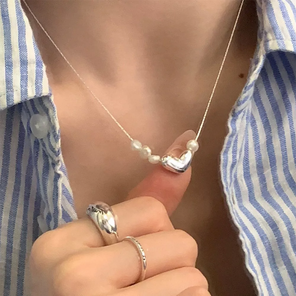 Heart & Pearl Accent Necklace, image 3