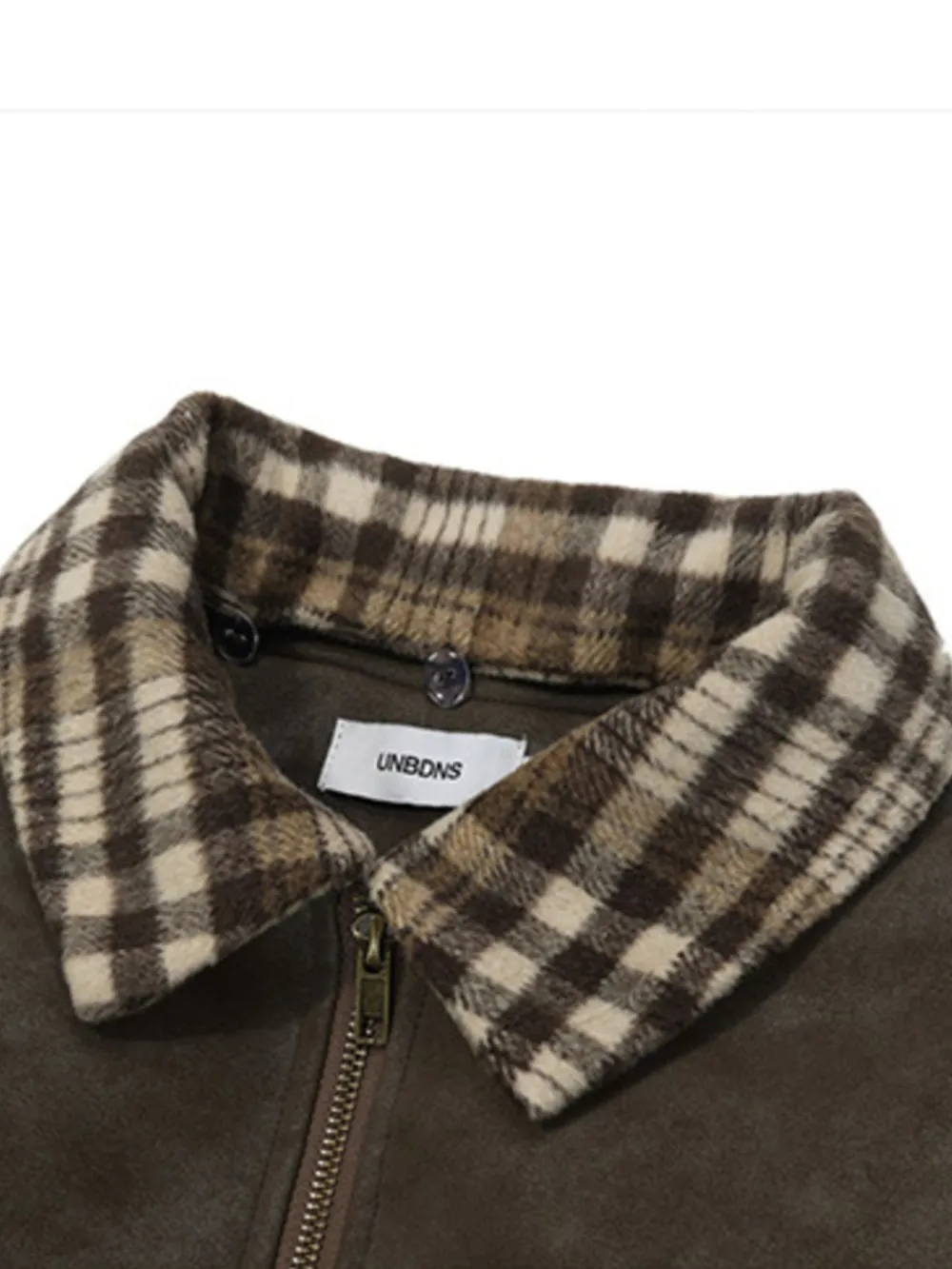 Men's Plaid Collar Detail Zip Up Jacket, image 7