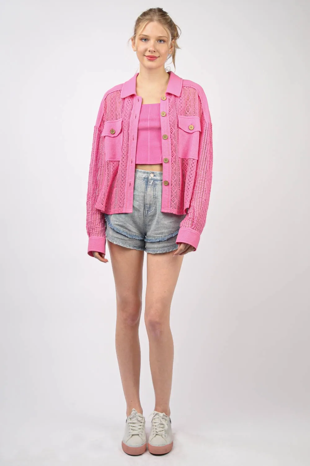 Button Up Long Sleeve Lace Shirt, image 5